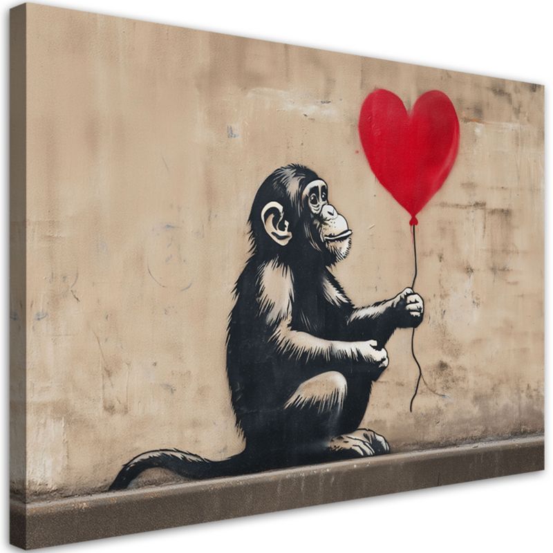 Obraz na płótnie Feeby Małpa z balonikiem Banksy Street Art 90x60cm 1szt