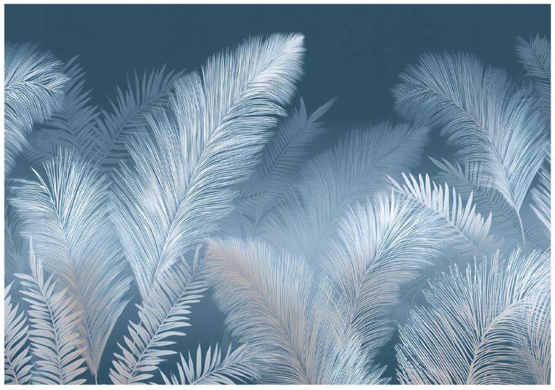 Fototapeta WALLARENA Do Sypialni Salonu Na Flizelinie Pióra Liście Abstrakcja Niebieski 400x280 cm 16034VX8 1 szt.