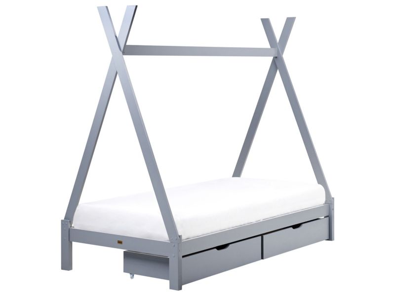 Łóżko z szufladami Drewno sosnowe Devay 90 x 200 cm Z miejscem do przechowywania Szary 1 szt.