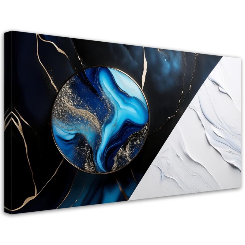 Obraz na płótnie Feeby Niebieska Abstrakcja ze Złotem Efekt 3D 100x50cm 1szt