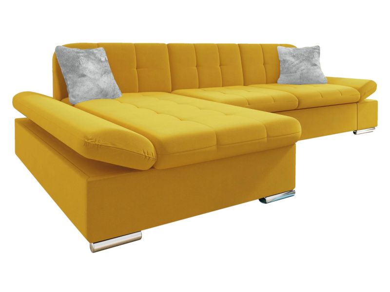 Narożnik MIRJAN 24 z funkcją spania Malwi Premium lewy żółty/żółty/srebrny 1 szt.