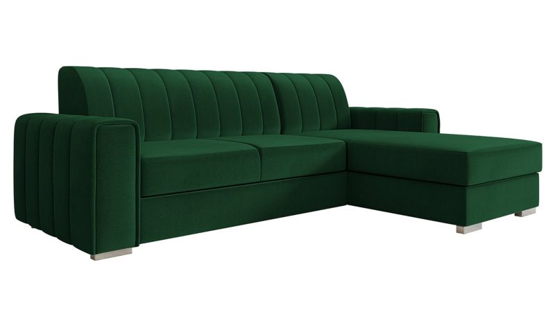 Narożnik MIRJAN 24 z funkcją spania Kenzo prawy plusz butelkowa zieleń 1 szt.