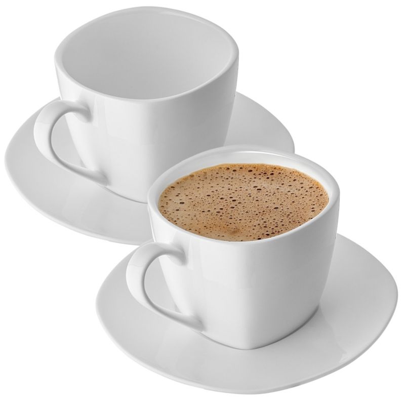 Filiżanki KADAX Ze Spodkiem 250 ml Komplet Do Kawy Porcelana Zestaw Prezent 2szt