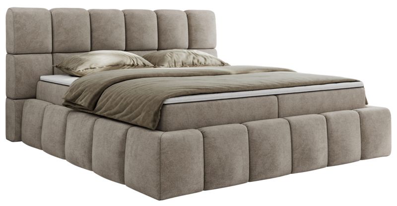 Łóżko kontynentalne MKS Meble NIRA 140x200 H4 beżowy struktura 1szt.