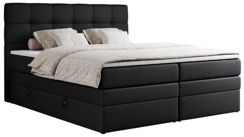 Łóżko kontynentalne MKS Meble ERNI KING 140x200 H4 Czarny ecoskóra 1szt.