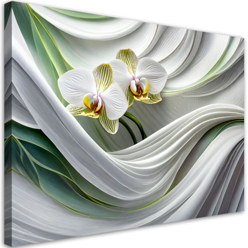 Obraz do salonu sypialni Feeby Orchidea Abstrakcja 3D Biały 60x40 cm 1szt