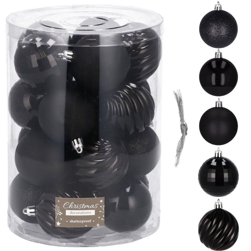 Bombki choinkowe Springos ozdoby świąteczne zestaw 6 cm czarne 20 szt.