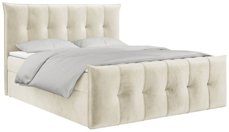 Łóżko kontynentalne MKS Meble PREMIUM 11 140x200 H4 Beżowy welvet 1szt.