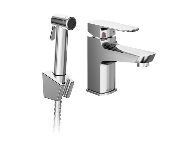 Bateria umywalkowa Ravak z natryskiem bidetowym BM 011.01CR bez korka, chrom 1 szt