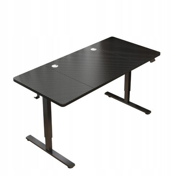 Biurko elektryczne regulowane 160x60 cm gamingowe czarne 1 szt.