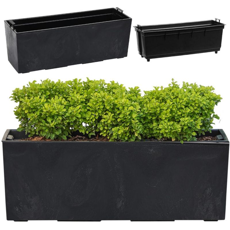 Kwietnik BEGONIA 190x560 ECO recycled - czarny beton LA556-71 Lamela