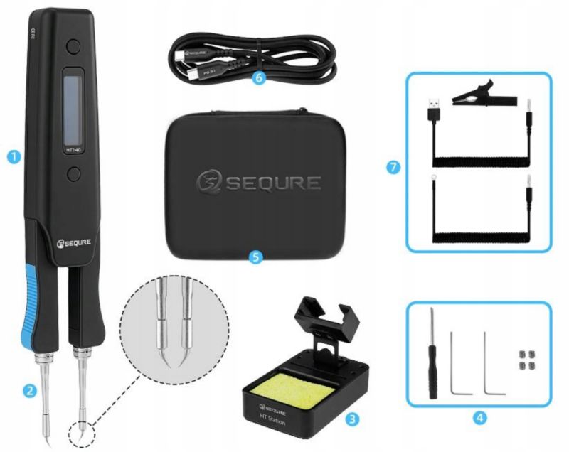 Pęseta / Rozlutownica / Lutownica SEQURE HT140 1kpl.