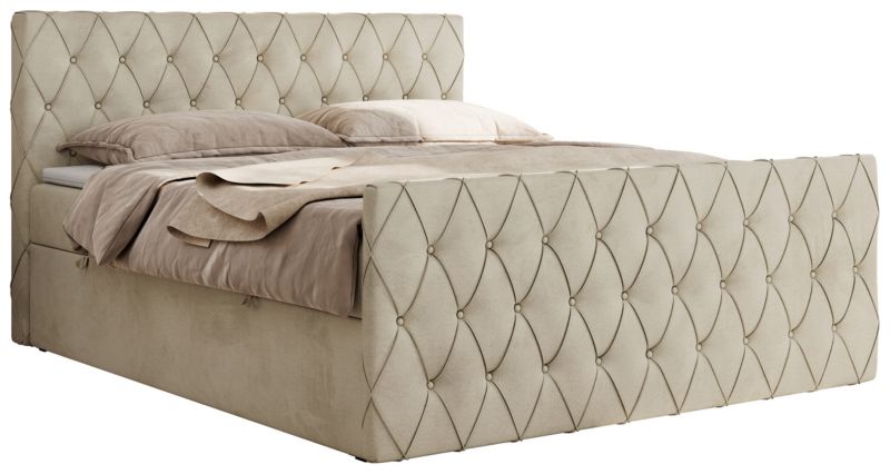 Łóżko kontynentalne MKS Meble MIREN DUO 160x200 H3 Beżowy welvet 1szt.