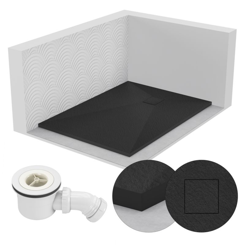 Brodzik prysznicowy SEVANTE STONE prostokątny 120x90 czarny z syfonem 1 szt.