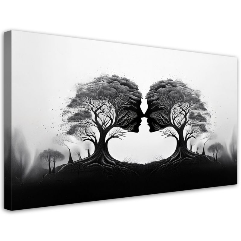 Obraz na płótnie Feeby Pocałunek Drzew Czarno Biłay 80x40cm 1szt