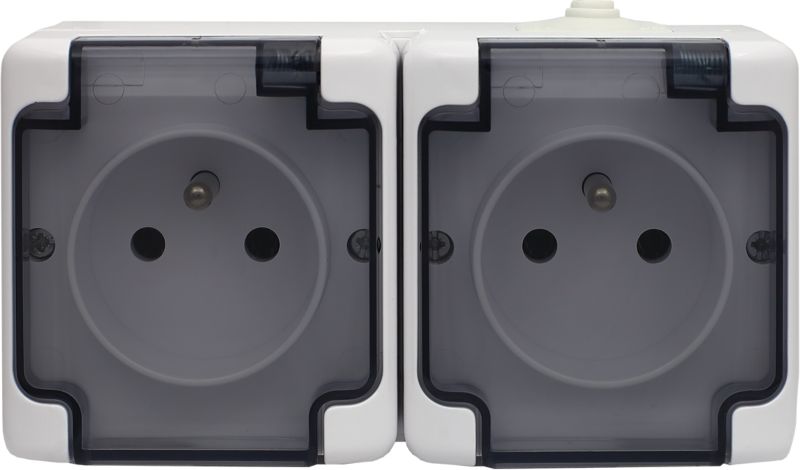 Gniazdo podwójne Kos hermetyczne natynkowe z uziemieniem IP54 białe 1 szt.