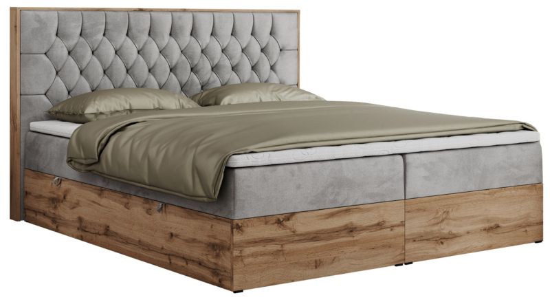 Łóżko kontynentalne MKS Meble AMORE 160x200 H3 jasnoszary welwet 1szt.