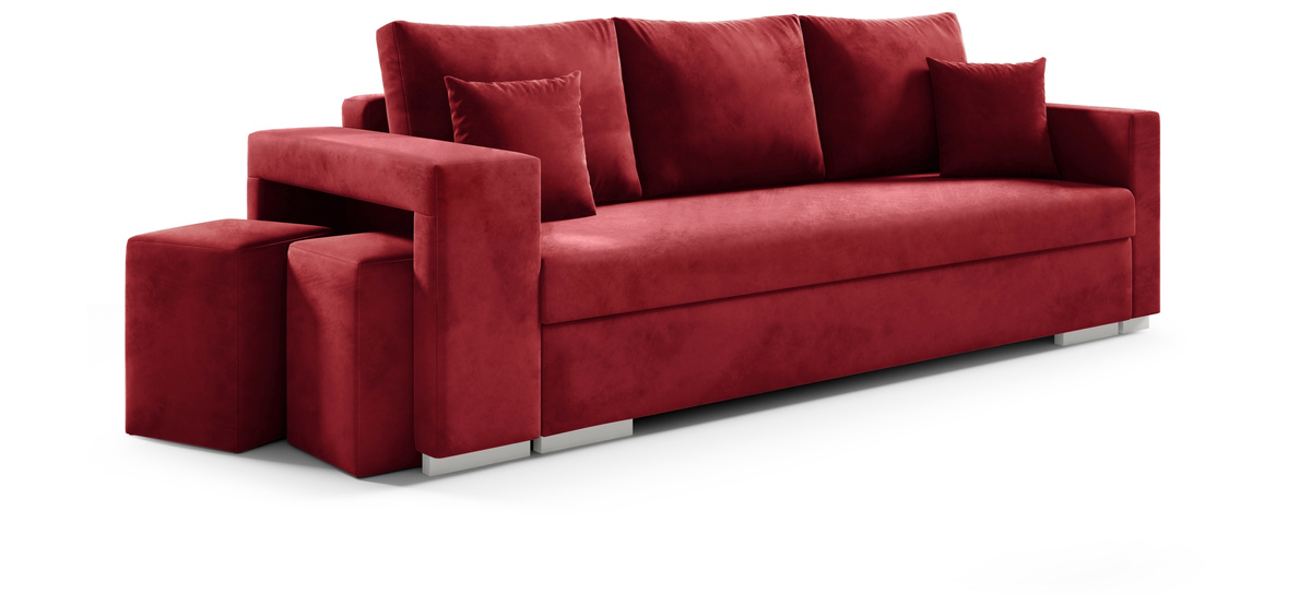 Rozkładana kanapa do salonu z pufami LARA