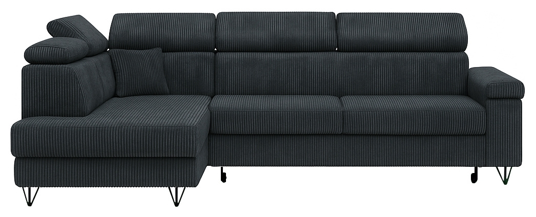 Grafitowy narożnik z funkcją spania i pojemnikiem JASSY