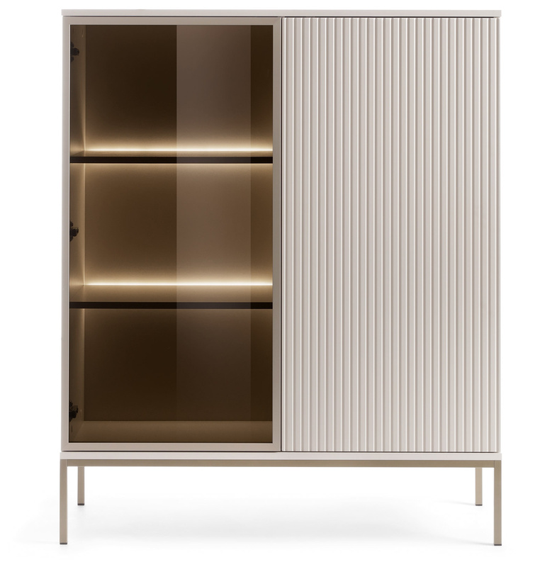 Kaszmirowa niska witryna na nóżkach do salonu 104 cm SEWILLA