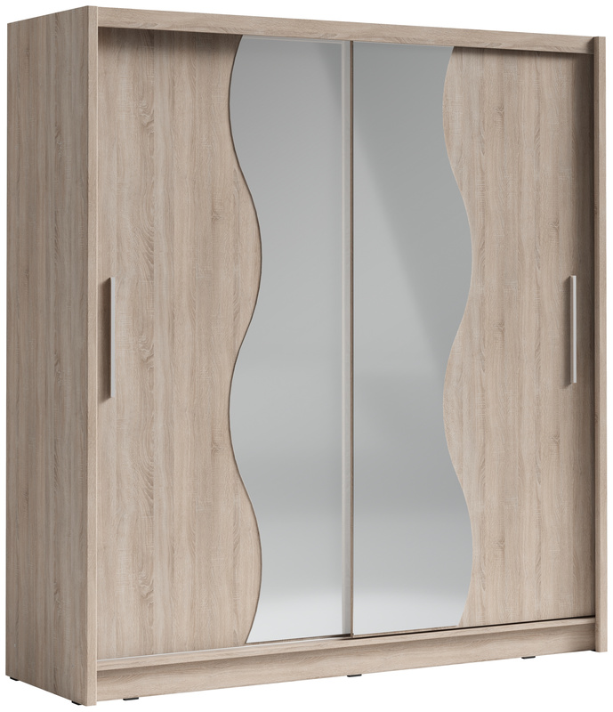 Szafa do sypialni 204 cm przesuwna z lustrem BERGIO dąb sonoma