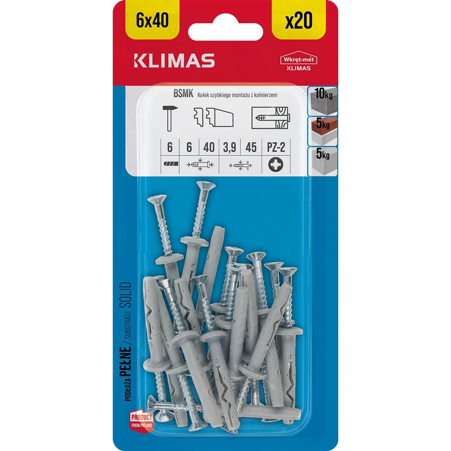 Wkręt-met Kołek wbijany z kołnierzem 6 mm x 40 mm