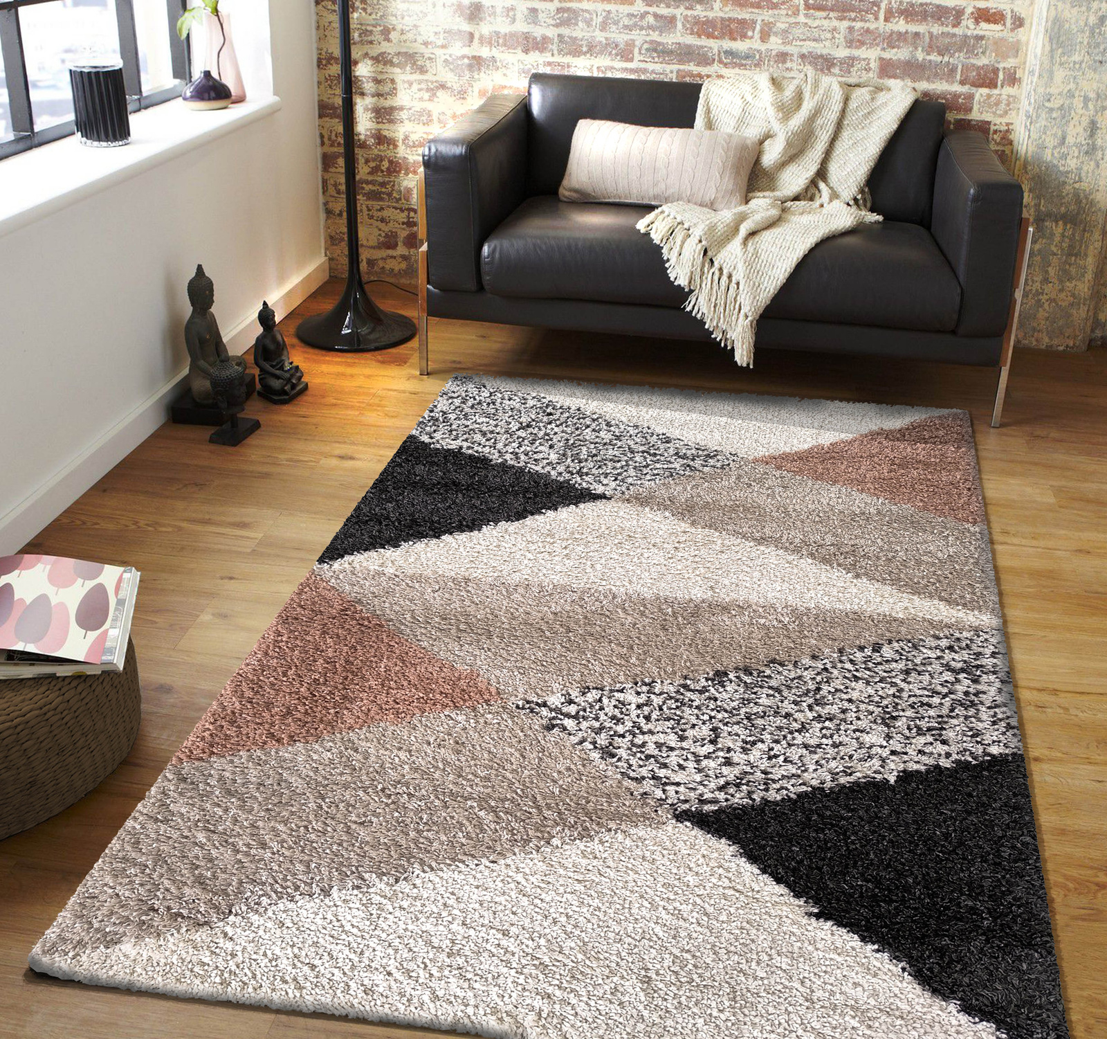 Dywan nowoczesny mięciutki Santo 02 - typu Shaggy - trójkąty