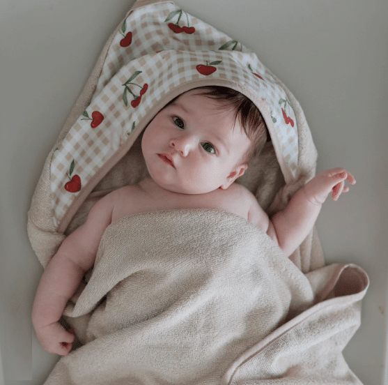 Okrycie kąpielowe bambusowe Wisienki i krateczka AM