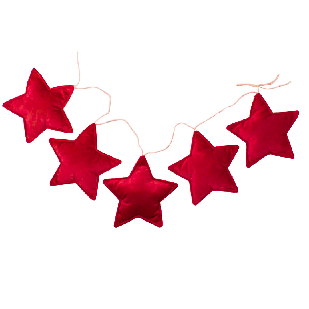 Girlanda gwiazdki velvet czerwony Wyprzedaż