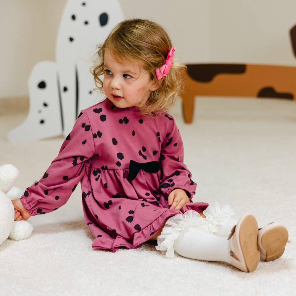 Sukienka jagodowa w kropeczki EV