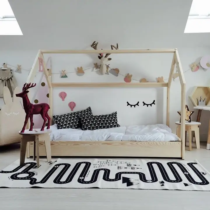 Łóżko domek bez barierek WH - 80x180 - Naturalny