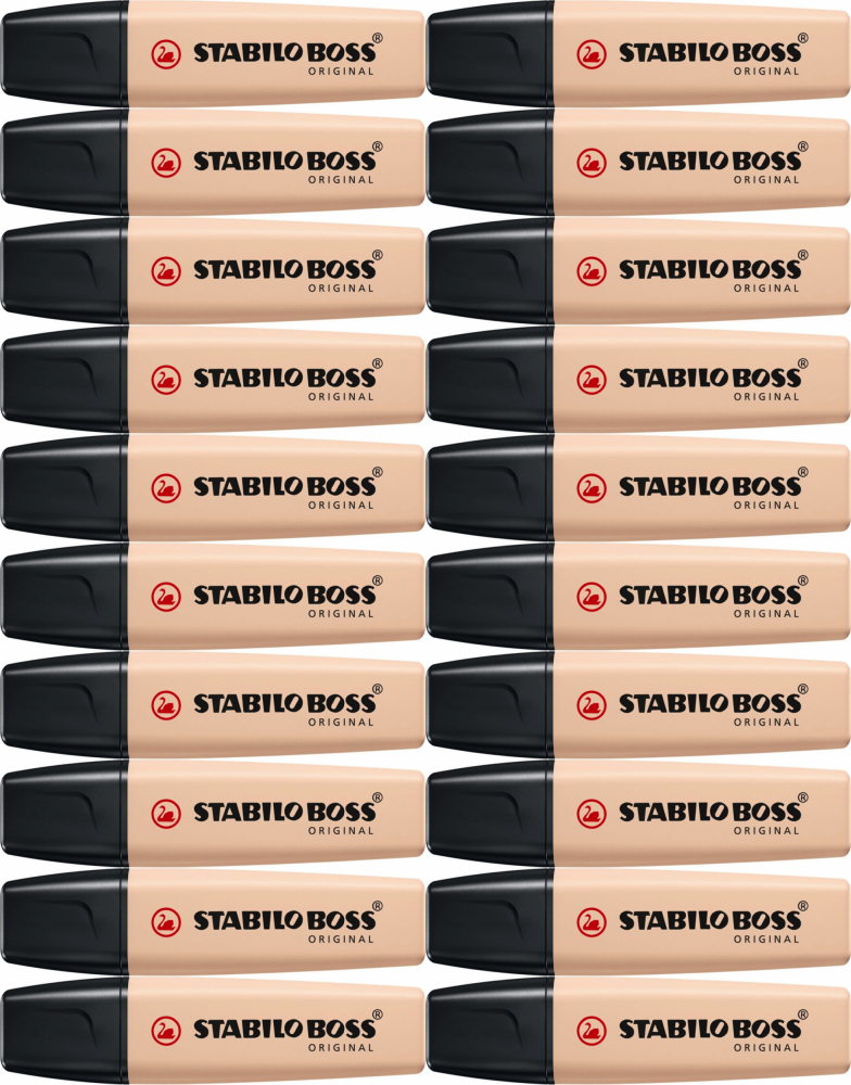 20x Zakreślacz Stabilo Boss Original Nature Colors Beige 70/186, ścięta, cielisty