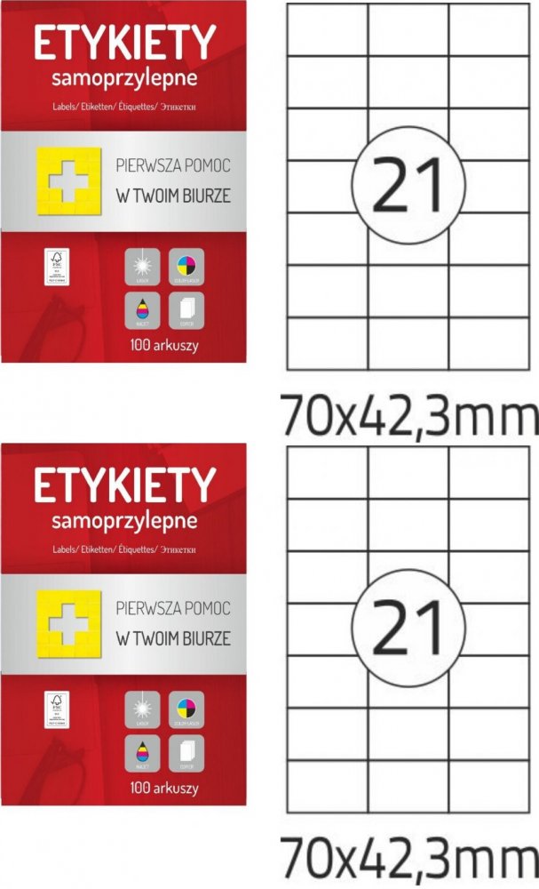 2x Etykiety samoprzylepne Dalpo Memo Label, 70x42.3mm, 100 arkuszy, biały
