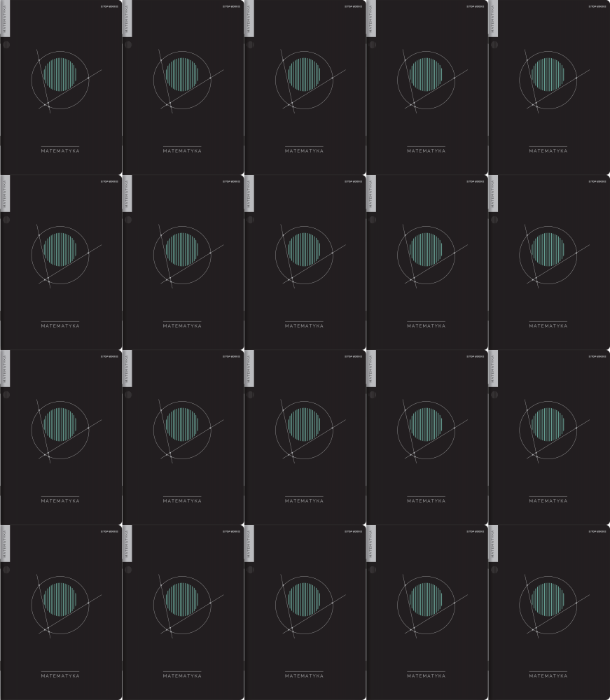 20x Zeszyt przedmiotowy w kratkę TOP 2000 Matematyka, ze ściągami, A5, 60 kartek, czarny