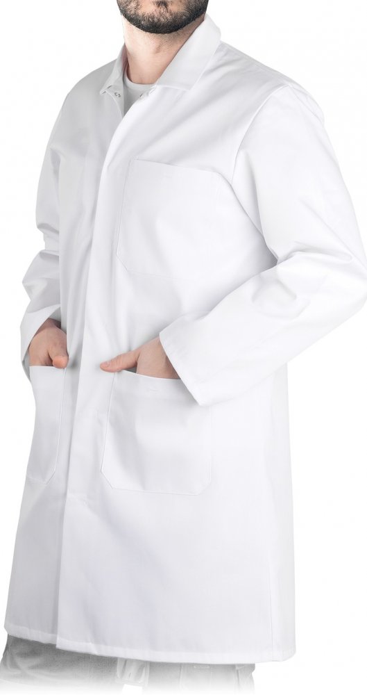 Fartuch ochronny męski Leber&Hollman LH-HCL_CME, rozmiar M, długi rękaw, biały