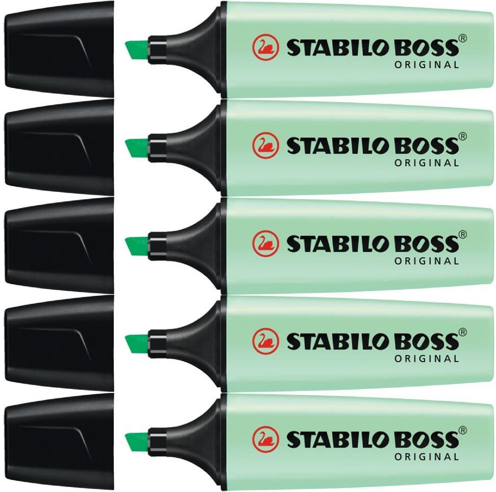 5x zakreślacz Stabilo Boss Original, ścięta, pastelowy zielony