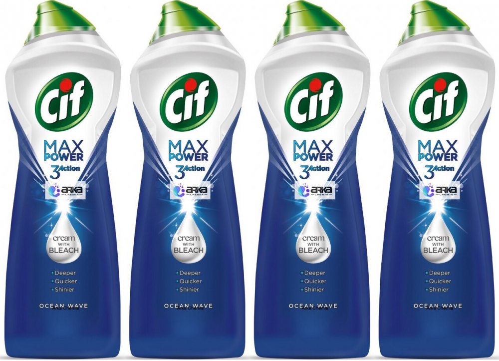 4x Mleczko do czyszczenia Cif Max Power Ocean Wave, 1001g