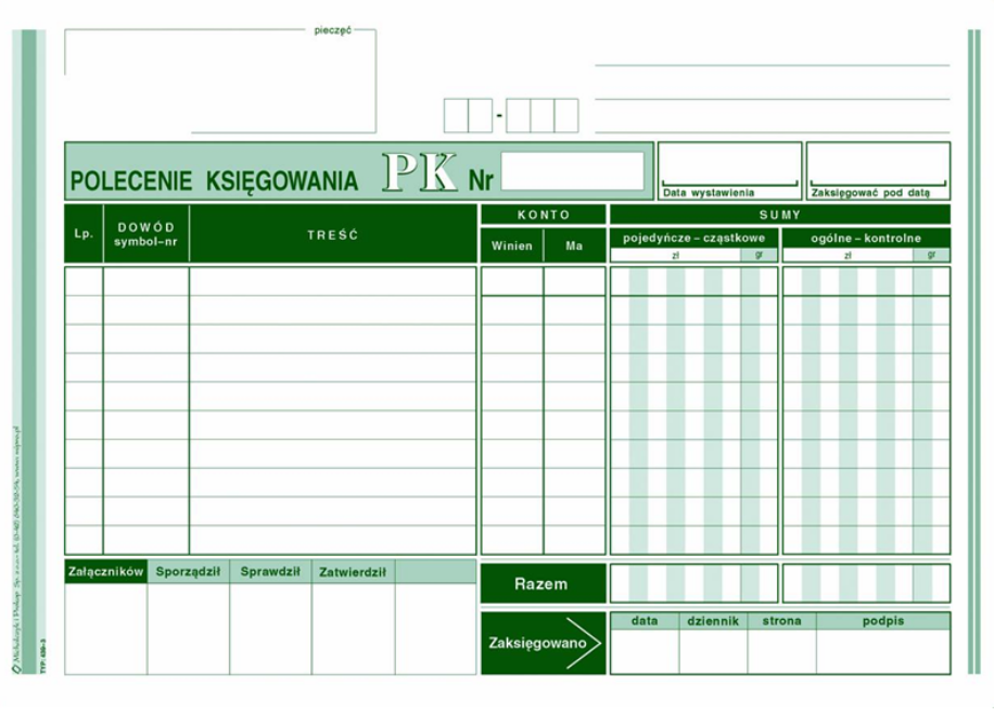 Druk akcydensowy Polecenie księgowania MiP 439-3, A5, offsetowy, 80k