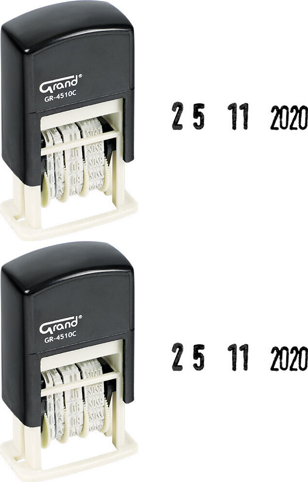 2x Datownik samotuszujący Grand GR-4510C, wersja cyfrowa, wkład czarny