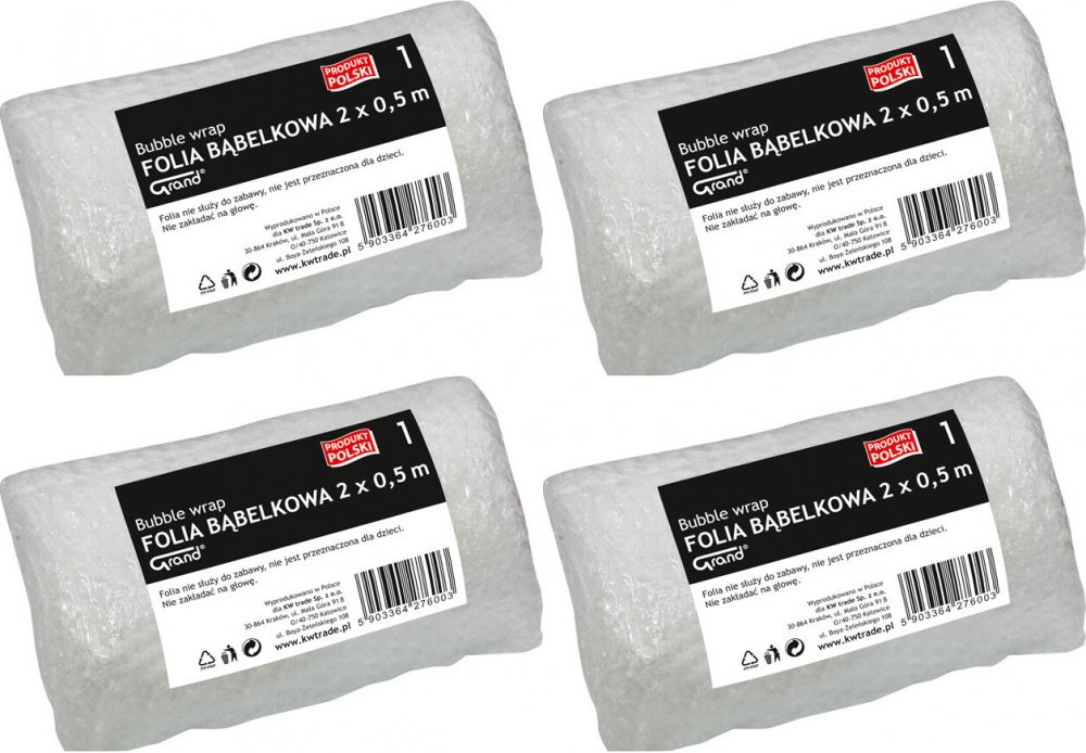 4x Folia ochronna bąbelkowa Grand, 0.5x2m, przezroczysty