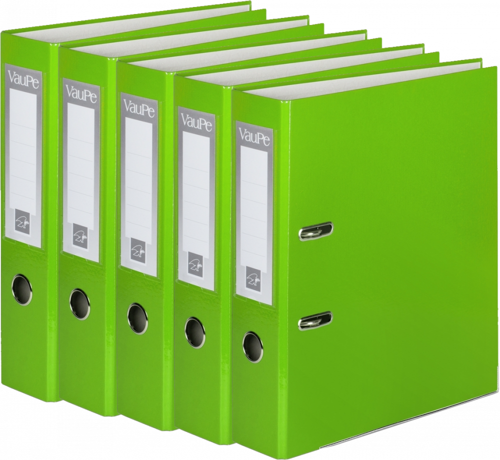 5x Segregator A4 VauPe FCK, 75mm, do 500 kartek, jasnozielony