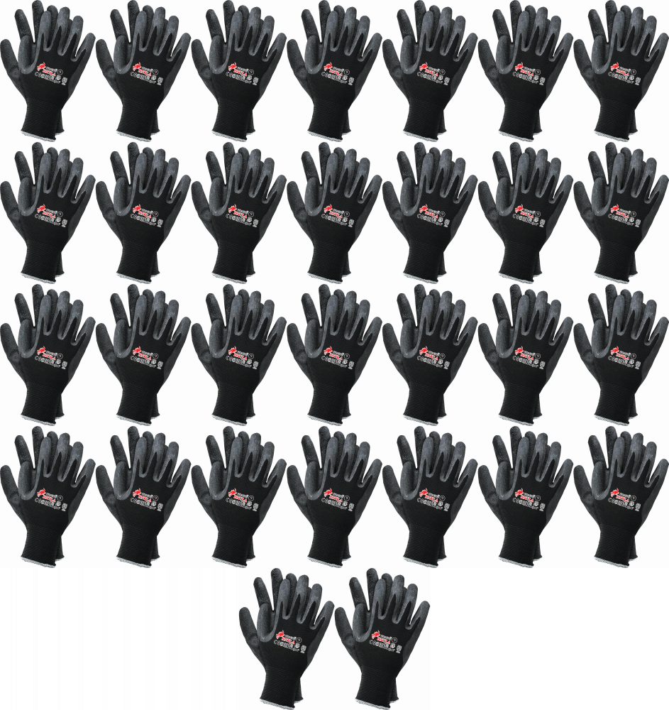 40x Rękawice robocze Reis Dragon RNYLA B, powlekane, rozmiar 7, czarny