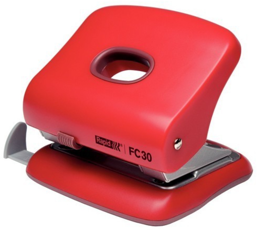 Dziurkacz Rapid FC30, do 30 kartek, czerwony