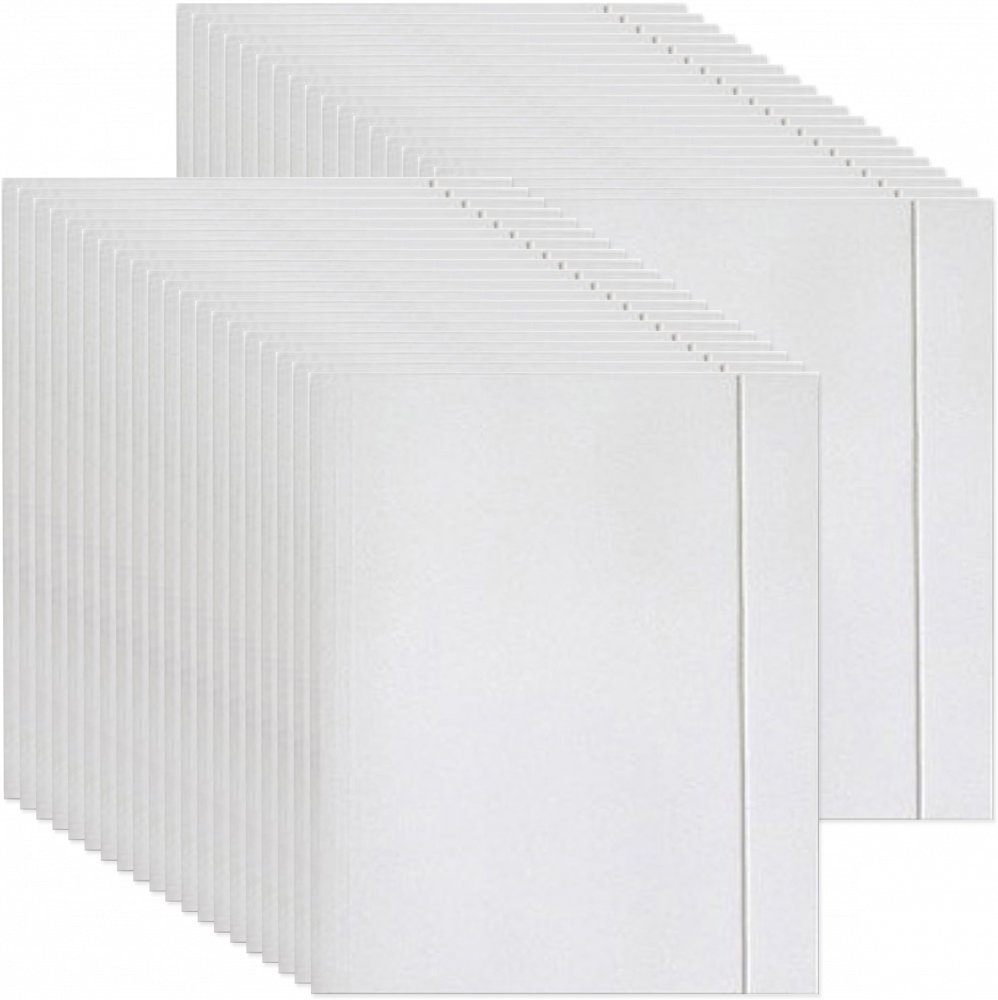 50x Teczka z gumką Interdruk, A4 +, papier kredowy, 300g/m2, biały