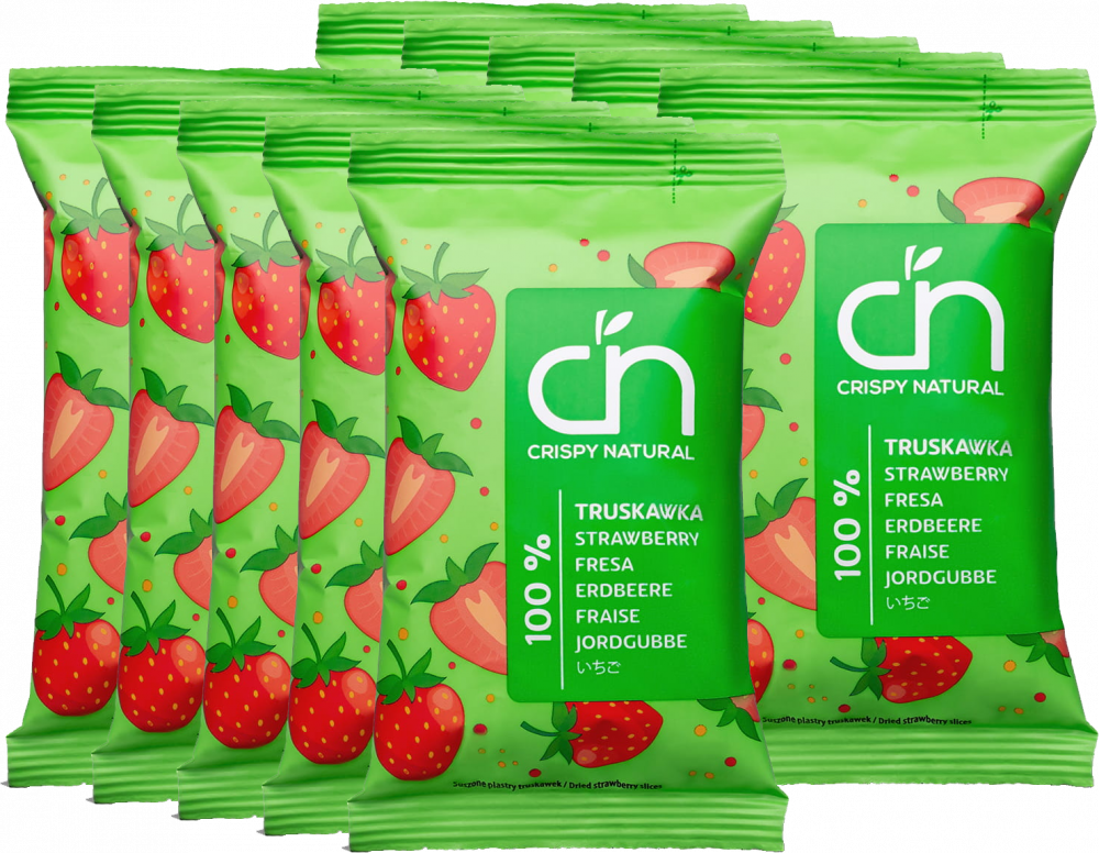 10x Suszone owoce Crispy Natural 100% Truskawka, chipsy, 10g