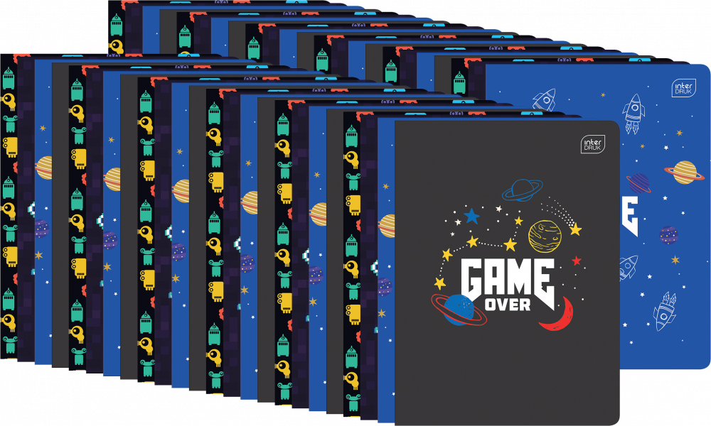 80x Zeszyt w wąskie linie Interdruk UV Boys, A5, 16 kartek, mix wzorów