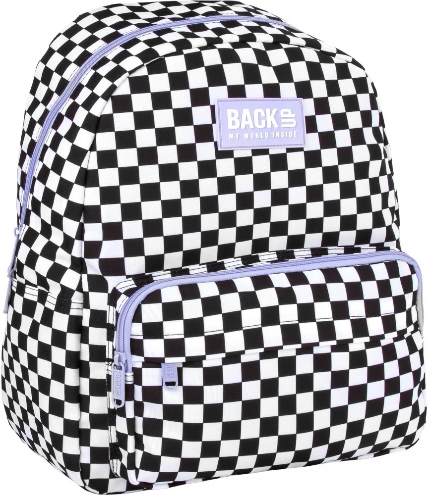Plecak szkolny BackUP 7 C Szachownica, dwukomorowy, 36x27x16cm