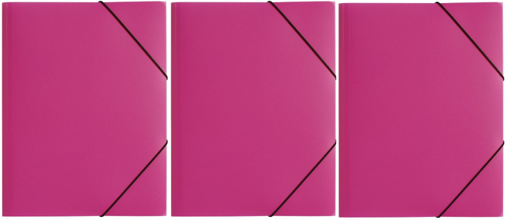 3x teczka plastikowa z gumką Pagna, A4, 3 skrzydłowa, różowy