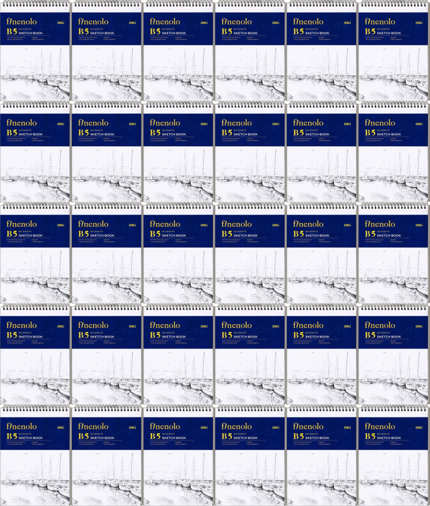 100x Szkicownik Deli Finenolo, na spirali, B5, 40 kartek, biały