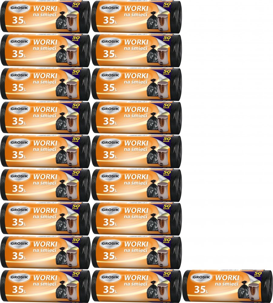 20x Worki na śmieci Grosik, na odpady zmieszane, 35l, 50 sztuk, czarny